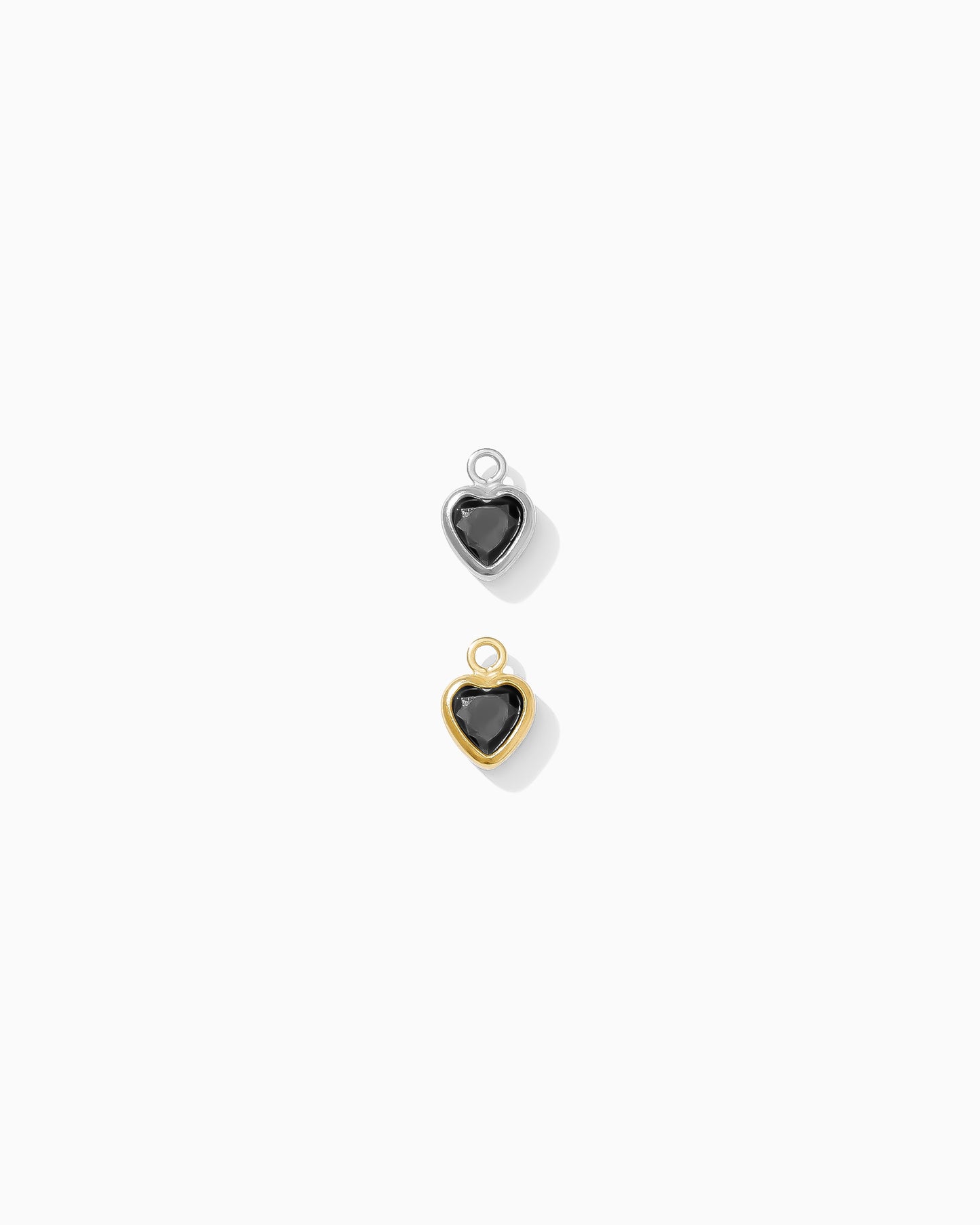 4mm Black Onyx Heart Bezel Charm, CH273