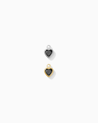 4mm Black Onyx Heart Bezel Charm, CH273