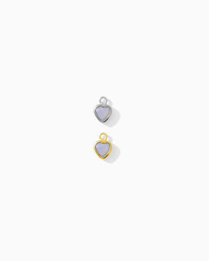 4mm White Opal Heart Bezel Charm, CH274