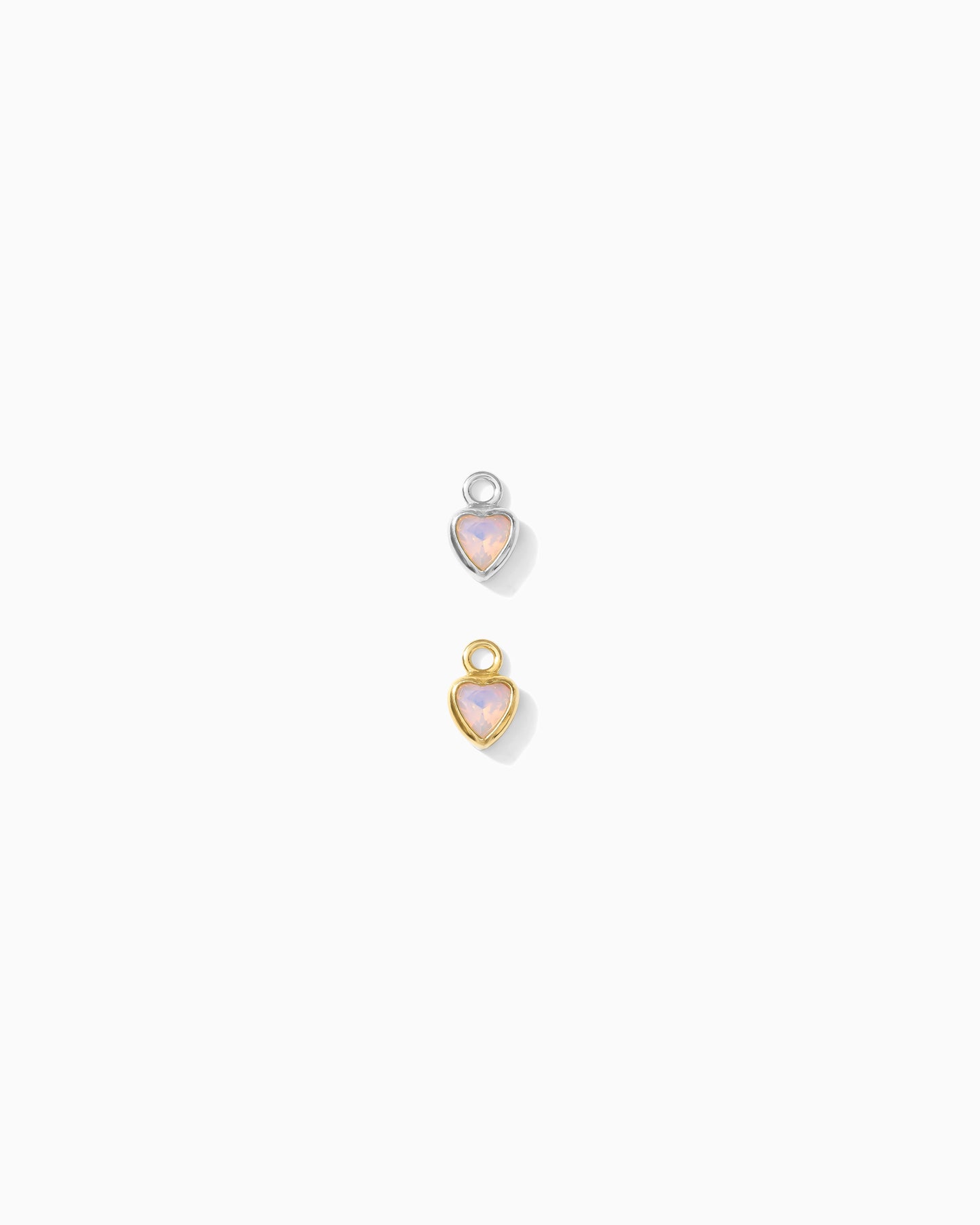 3mm White Opal Heart Bezel Charm, CH276