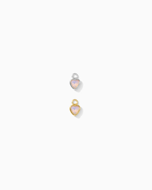 3mm White Opal Heart Bezel Charm, CH276