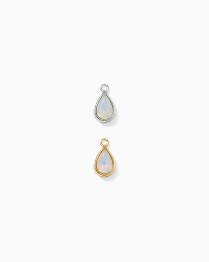 4mm White Opal Teardrop Charm, CH286