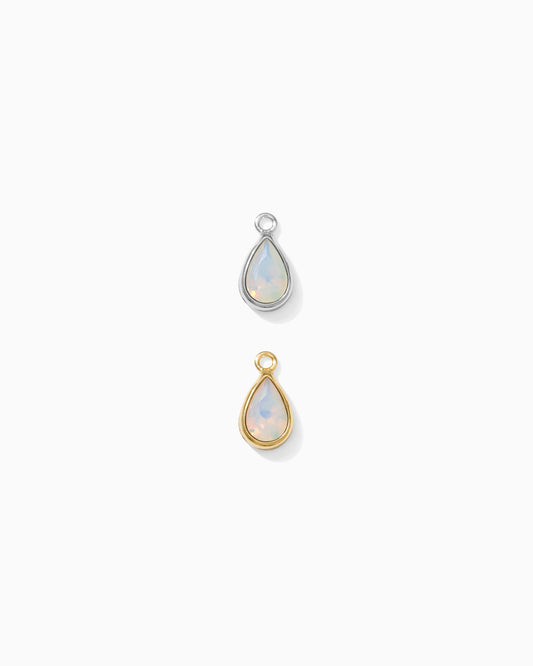 4mm White Opal Teardrop Charm, CH286