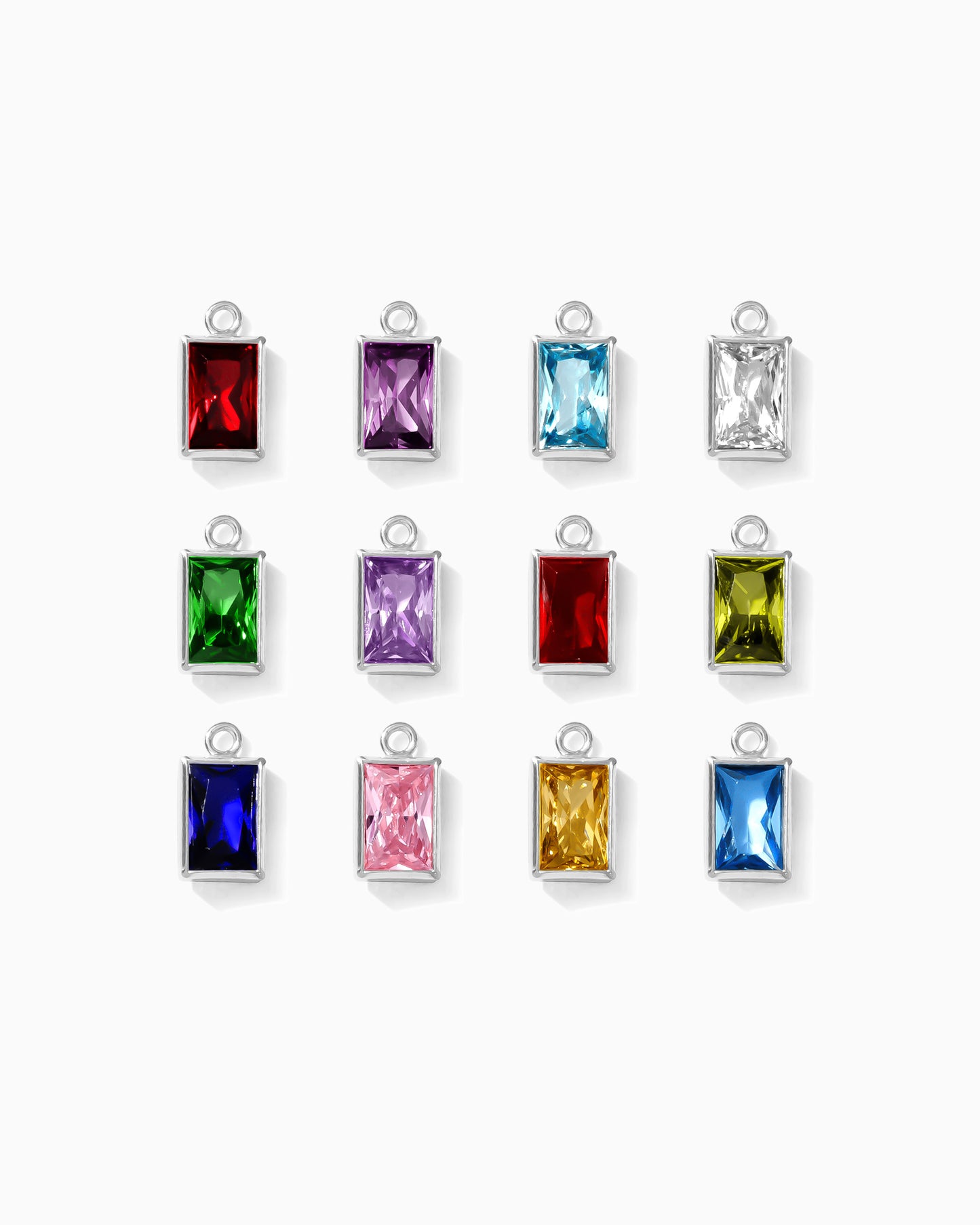 6x4mm Rectangle Birthstone Charms, CH288
