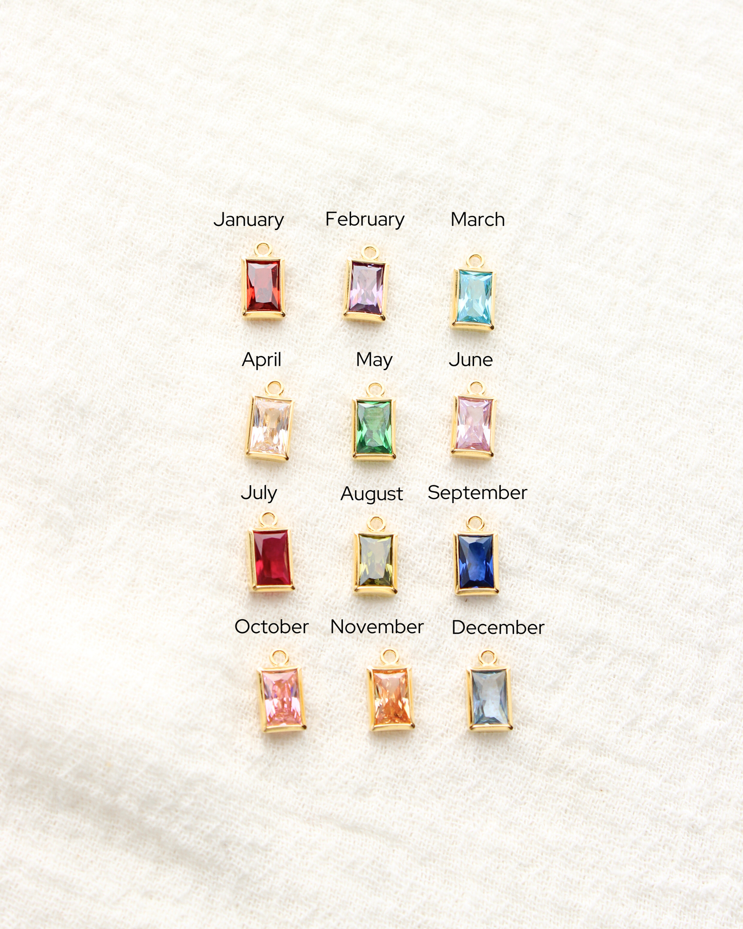 4mm Rectangle Birthstone Charms, CH288