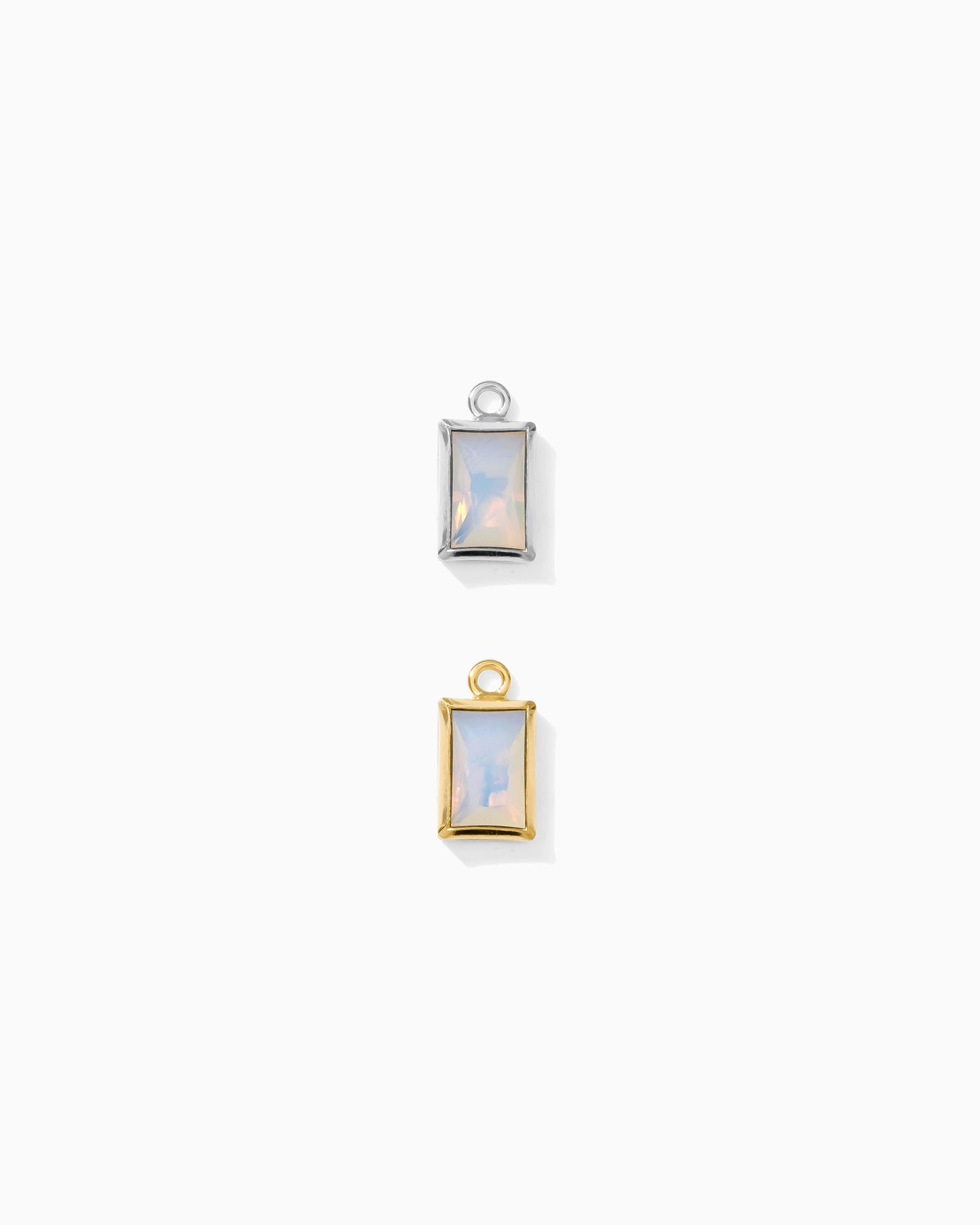 4mm White Opal Rectangle Charm, CH289