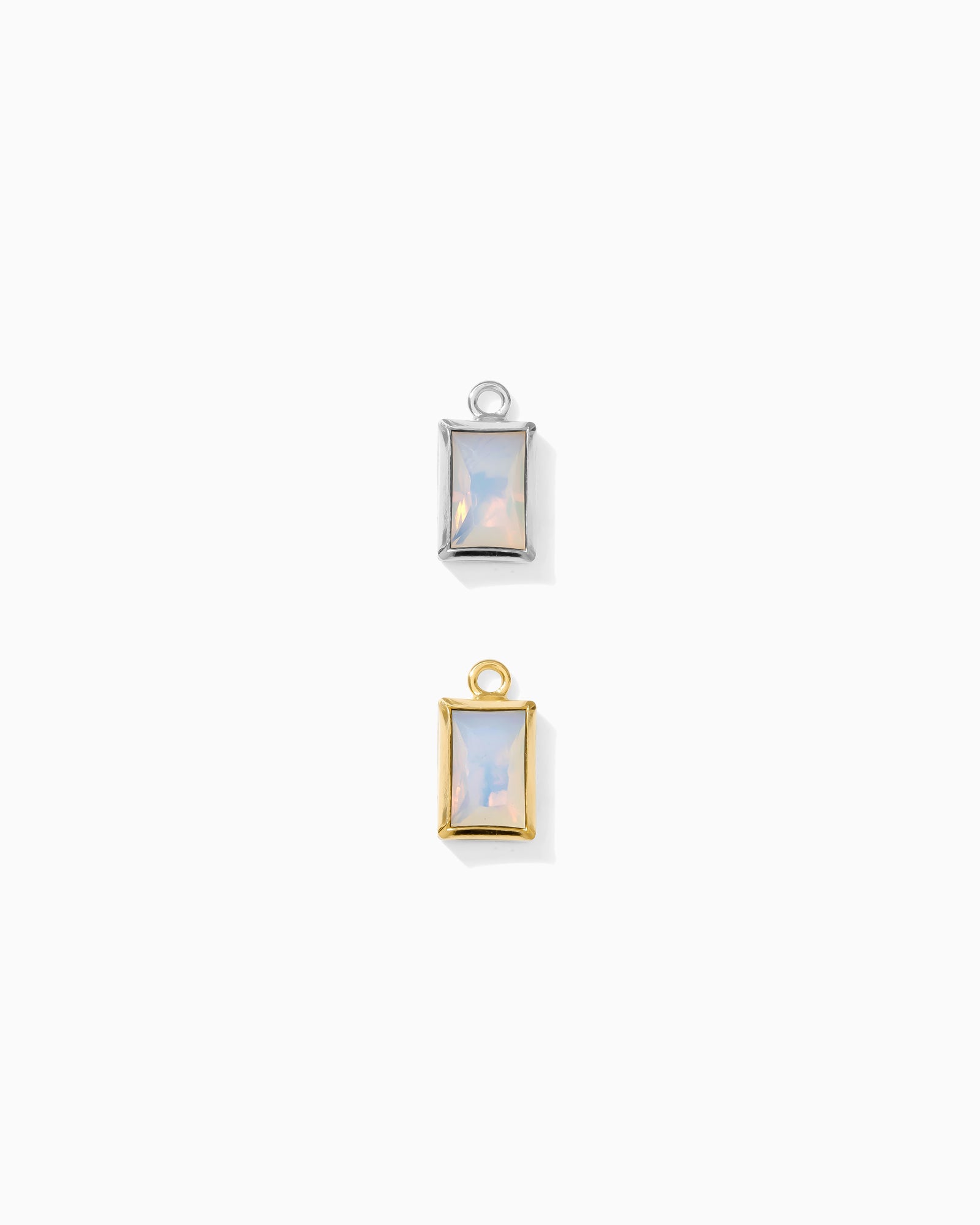 4mm White Opal Rectangle Charm, CH289