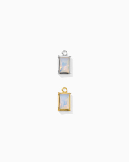 4mm White Opal Rectangle Charm, CH289
