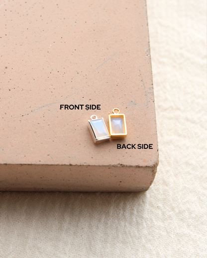 4mm White Opal Rectangle Charm, CH289