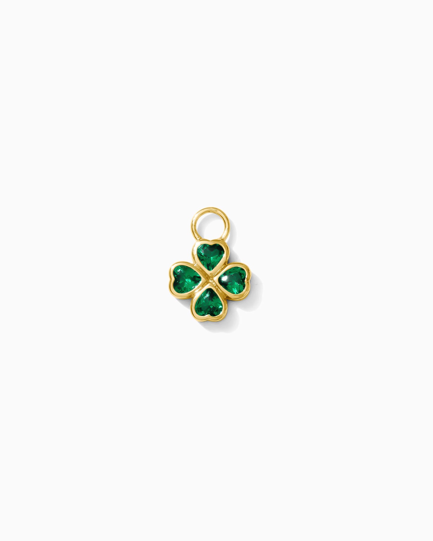 Heart Clover Charm with Emerald Nano Gem, CH294