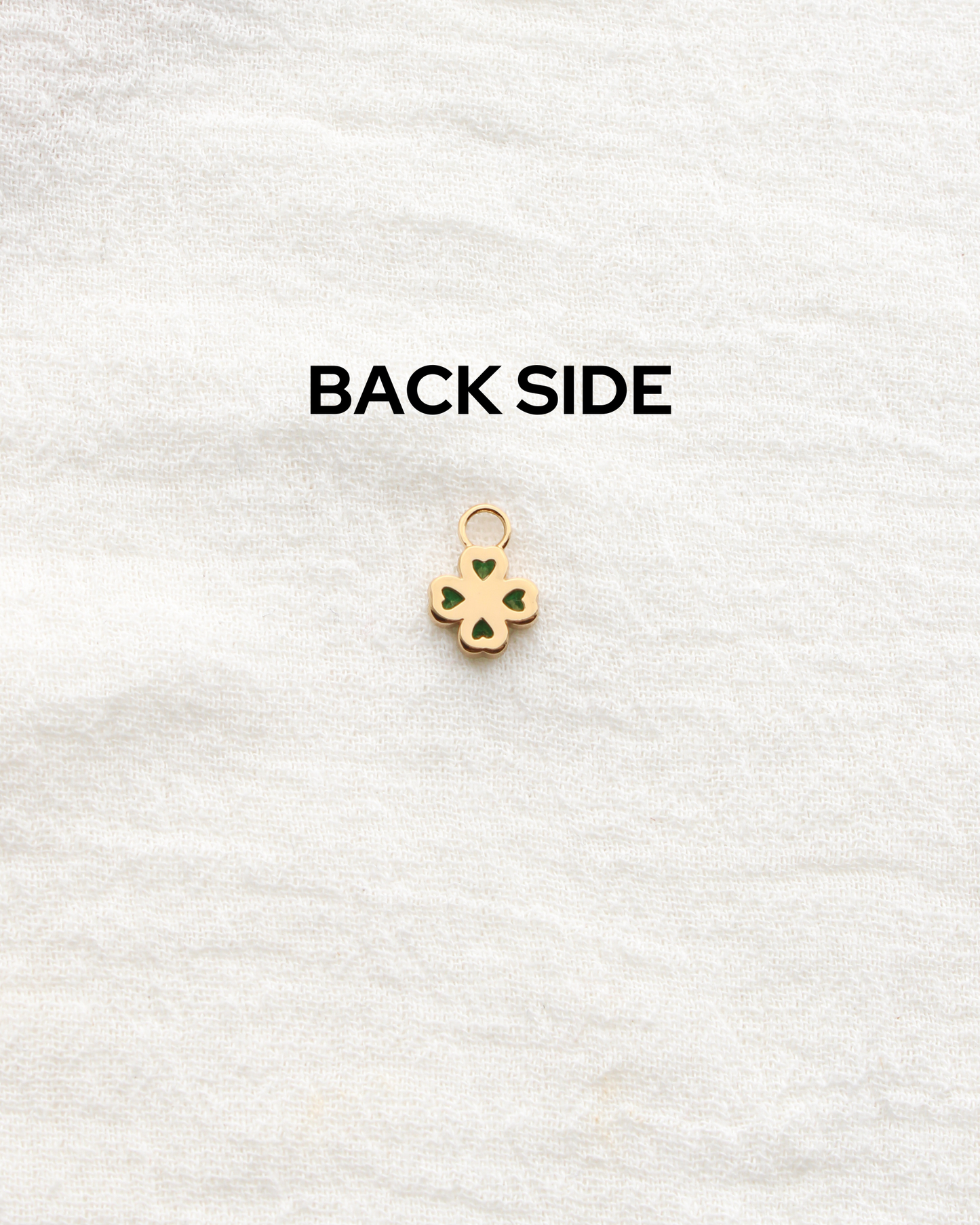 Heart Clover Charm with Emerald Nano Gem, CH294