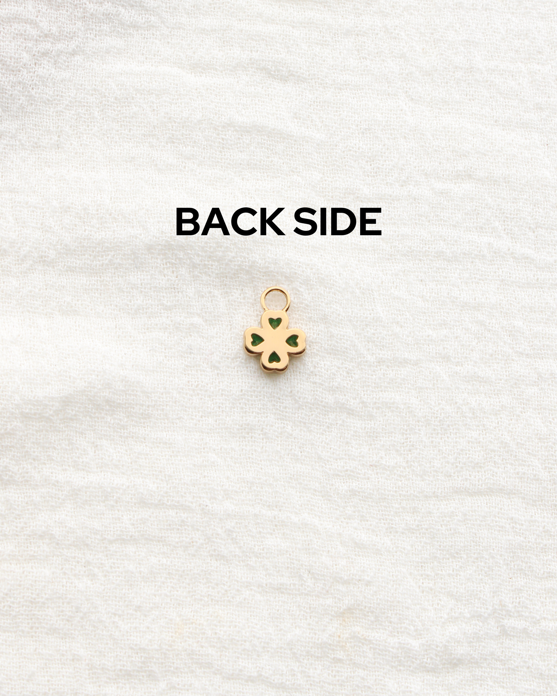 Heart Clover Charm with Emerald Nano Gem, CH294