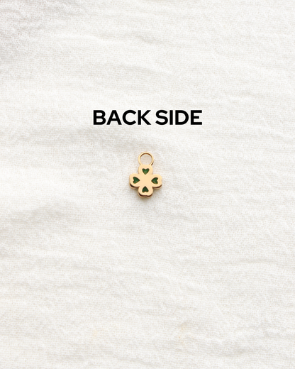 Heart Clover Charm with Emerald Nano Gem, CH294