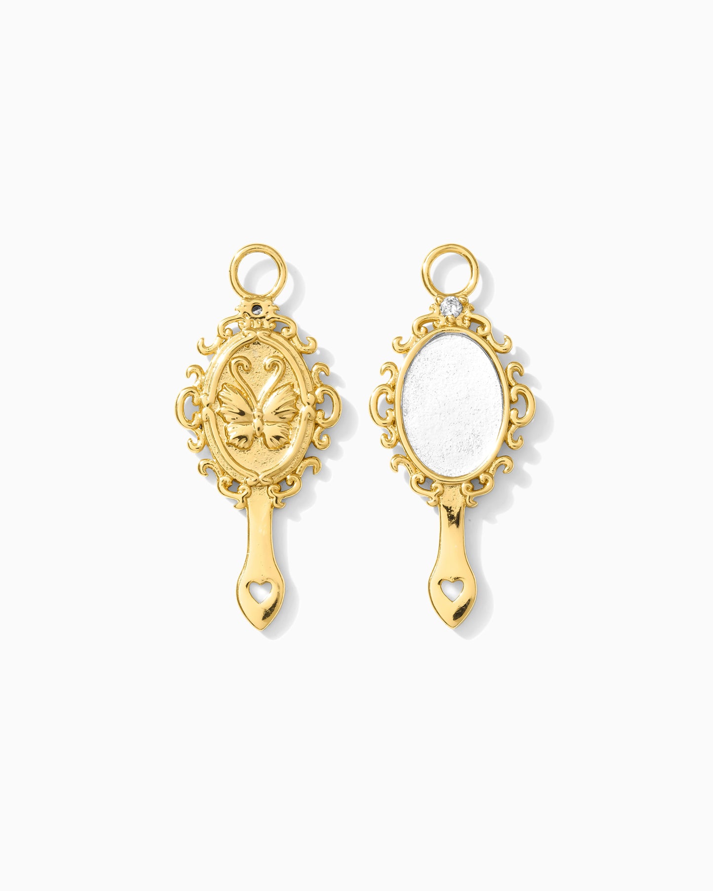 Hand Mirror Charm with Cubic Zirconia, CH297