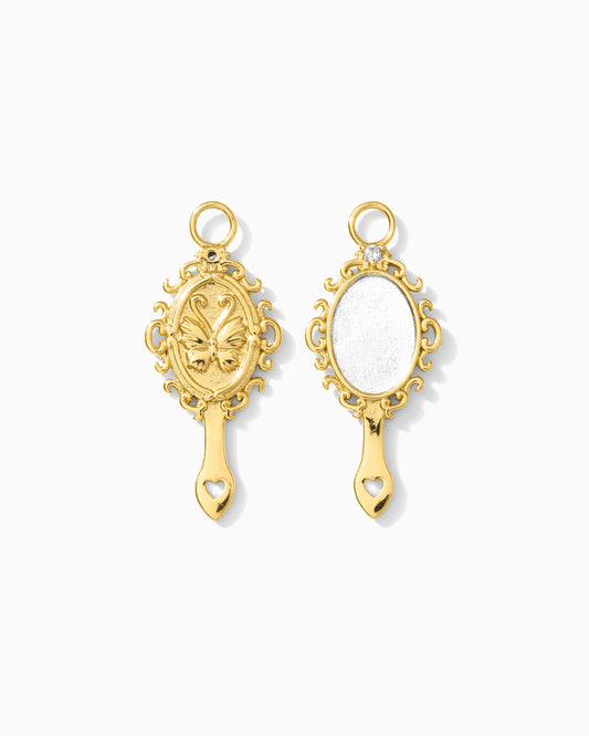 Hand Mirror Charm with Cubic Zirconia, CH297