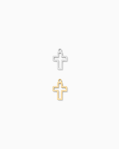 Mini Cross Outline Charm, CH317
