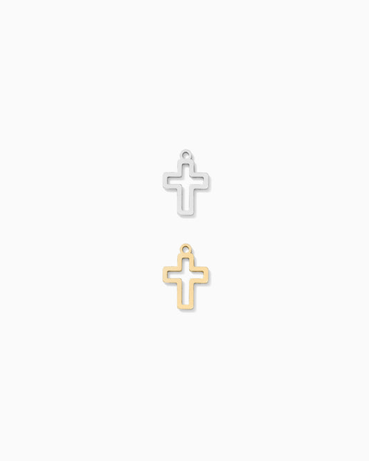 Mini Cross Outline Charm, CH317