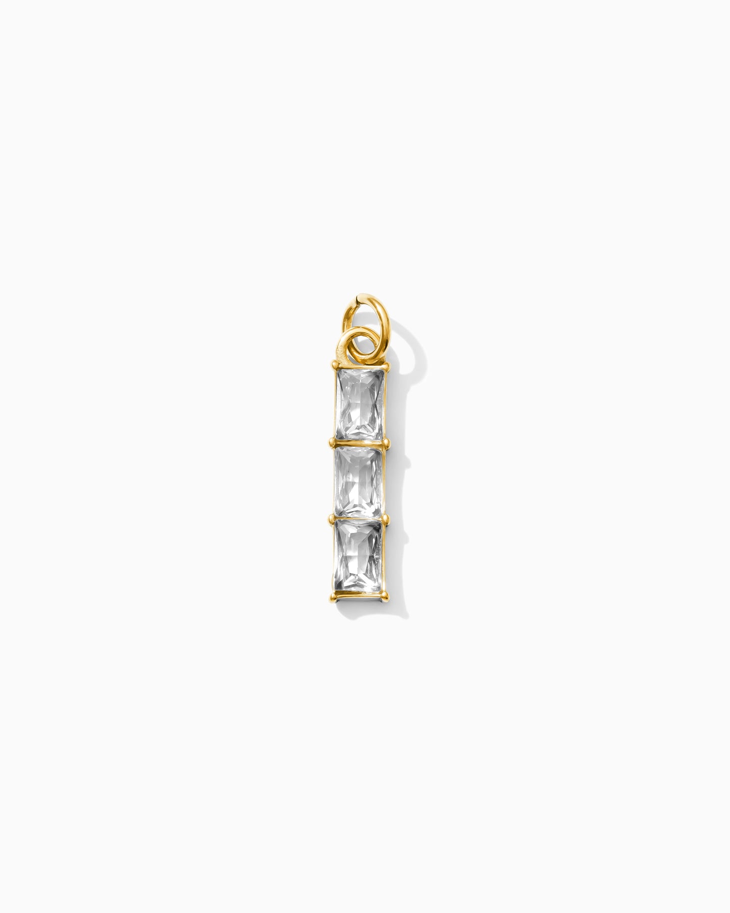 Triple Rectangle PVD Charm, white zircon, CH322