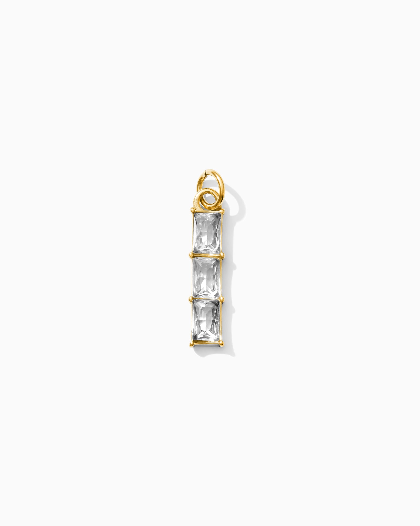 Triple Rectangle PVD Charm, white zircon, CH322