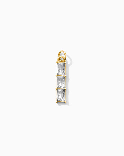 Triple Rectangle PVD Charm, white zircon, CH322