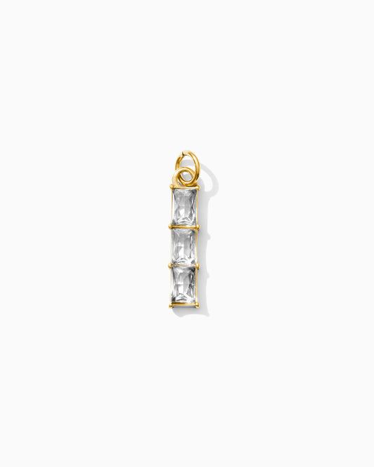 Triple Rectangle PVD Charm, white zircon, CH322