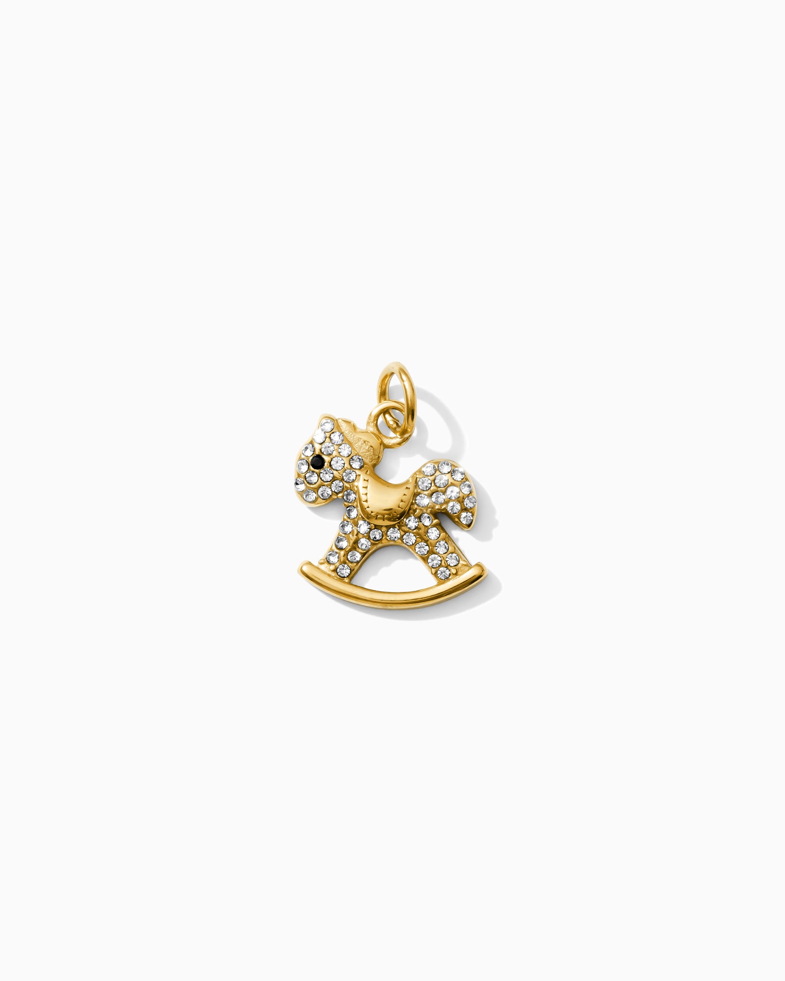Rocking Horse PVD Charm, White Zircon, CH326