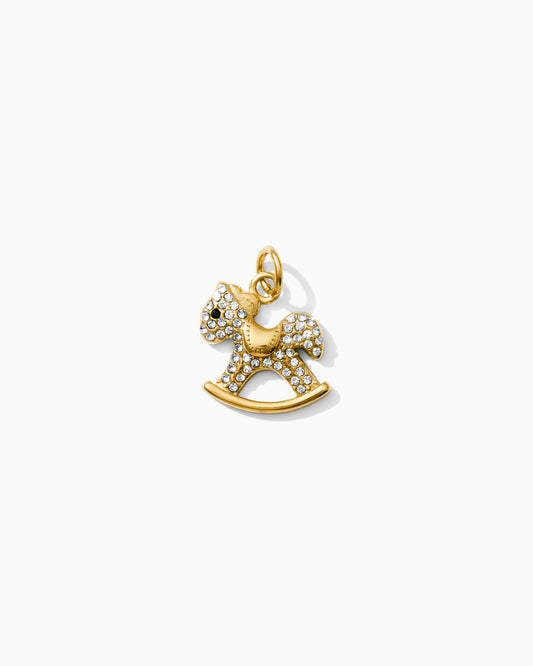 Rocking Horse PVD Charm, White Zircon, CH326