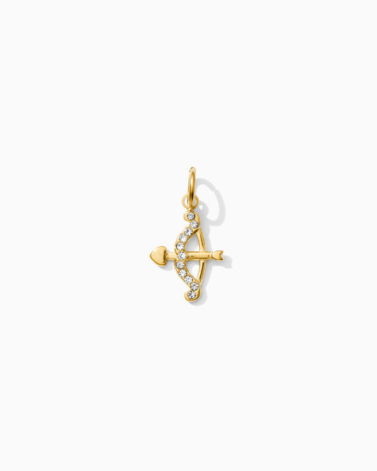 Bow & Arrow PVD Charm, White Zircon, CH329