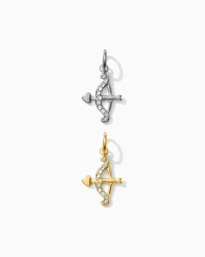 Bow & Arrow PVD Charm, White Zircon, CH329