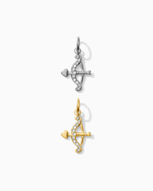 Bow & Arrow PVD Charm, White Zircon, CH329