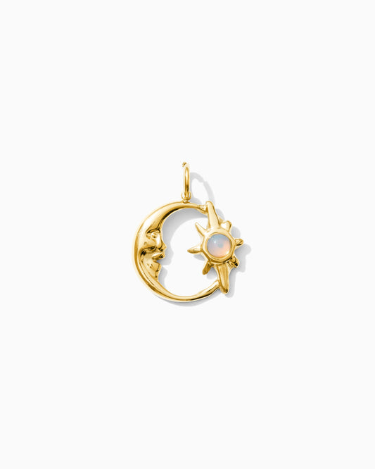 Moon & Star PVD Charm, Opal, CH332