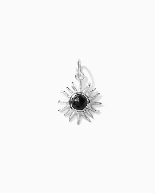 Genuine Gemstone Black Onyx Sun Pendant, CH35