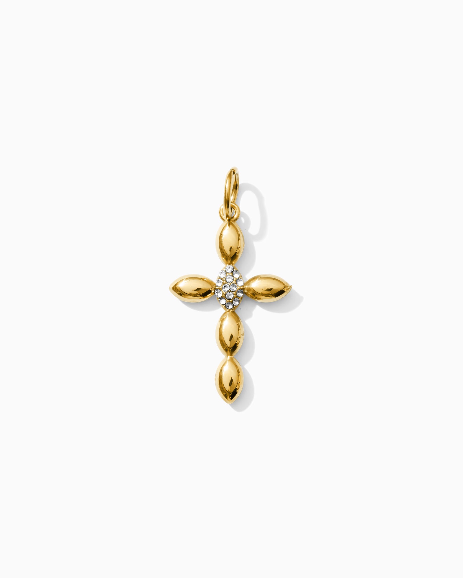 Cross PVD Charm, w/ Oval White CZ, CH353