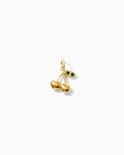Cherry PVD Charm with Green Rhinestone, CH357