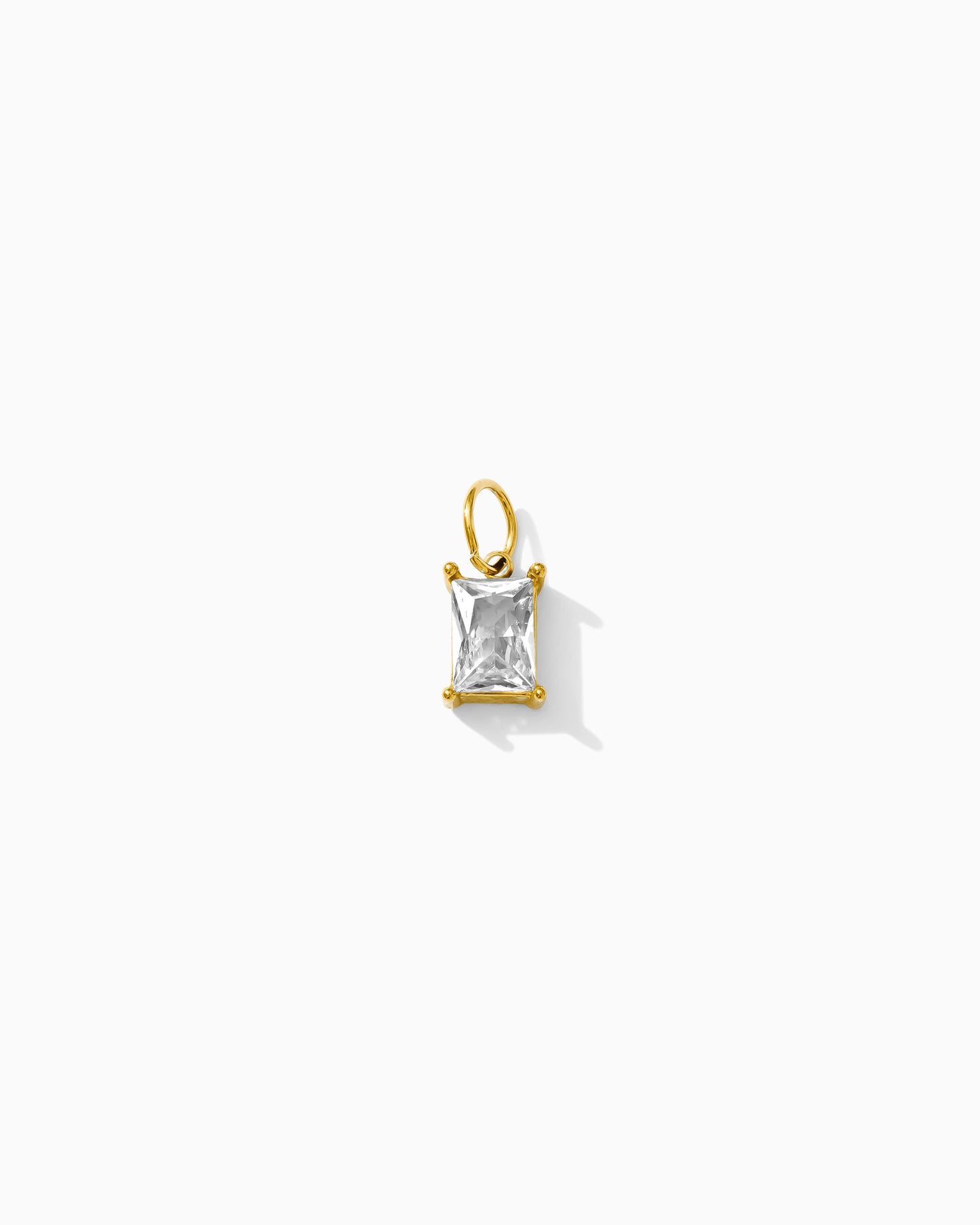 10mm White Zircon Rectangle PVD Charm, CH372