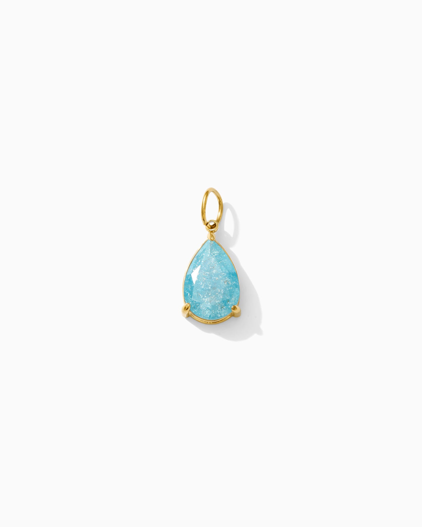 15mm Blue Zircon Teardrop PVD Charm, CH373
