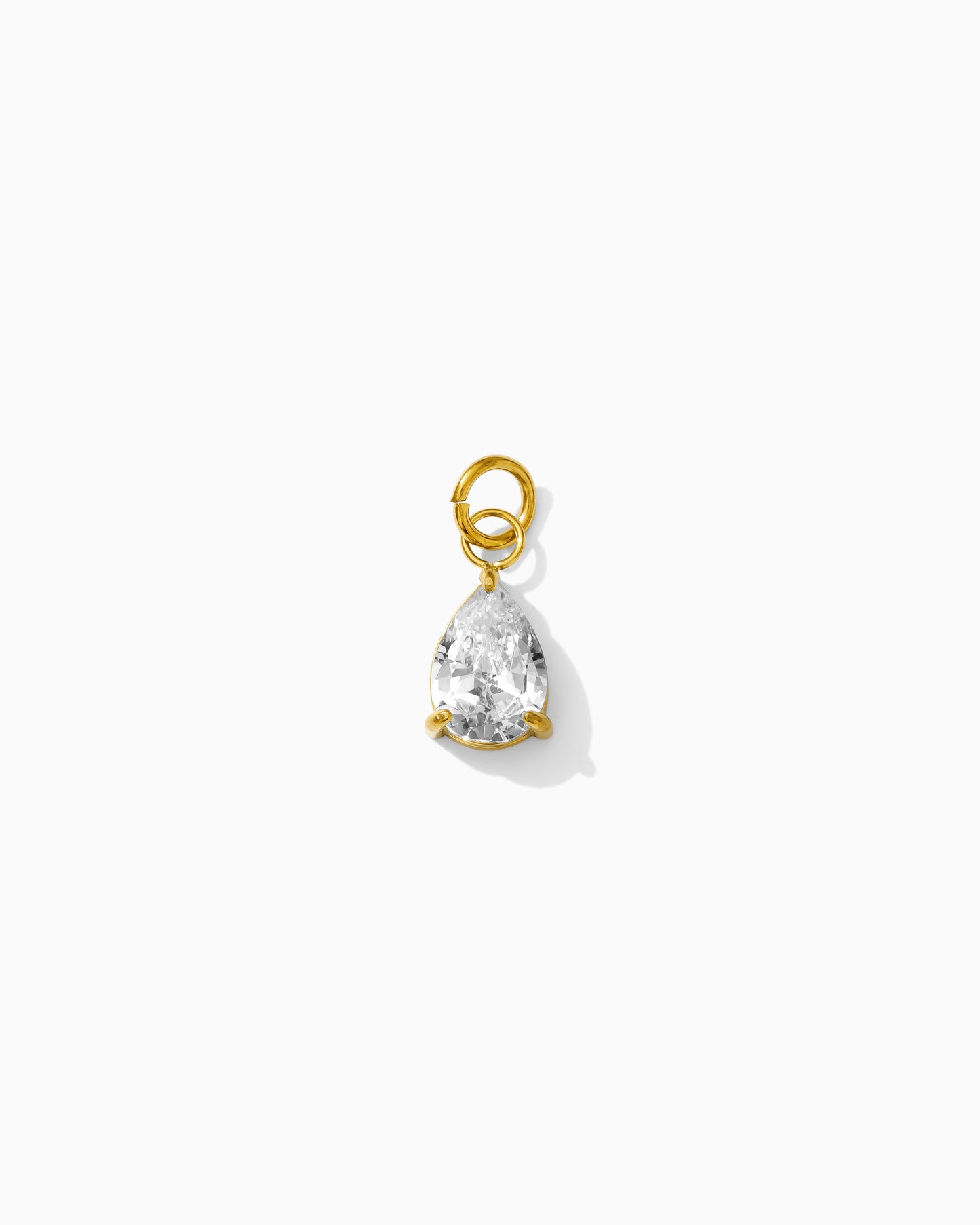 15mm White Zircon Teardrop PVD Charm, CH374