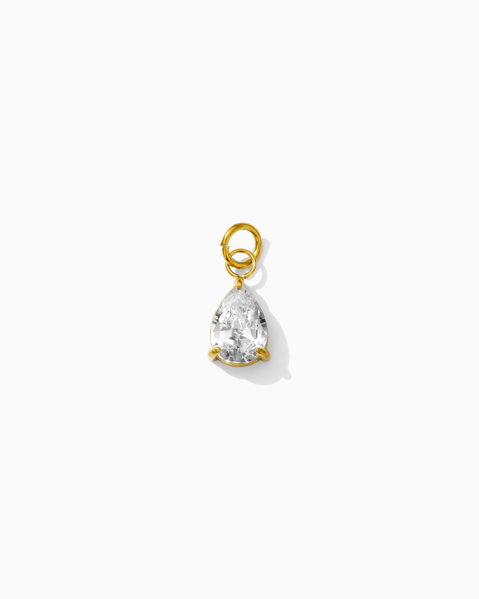 15mm White Zircon Teardrop PVD Charm, CH374
