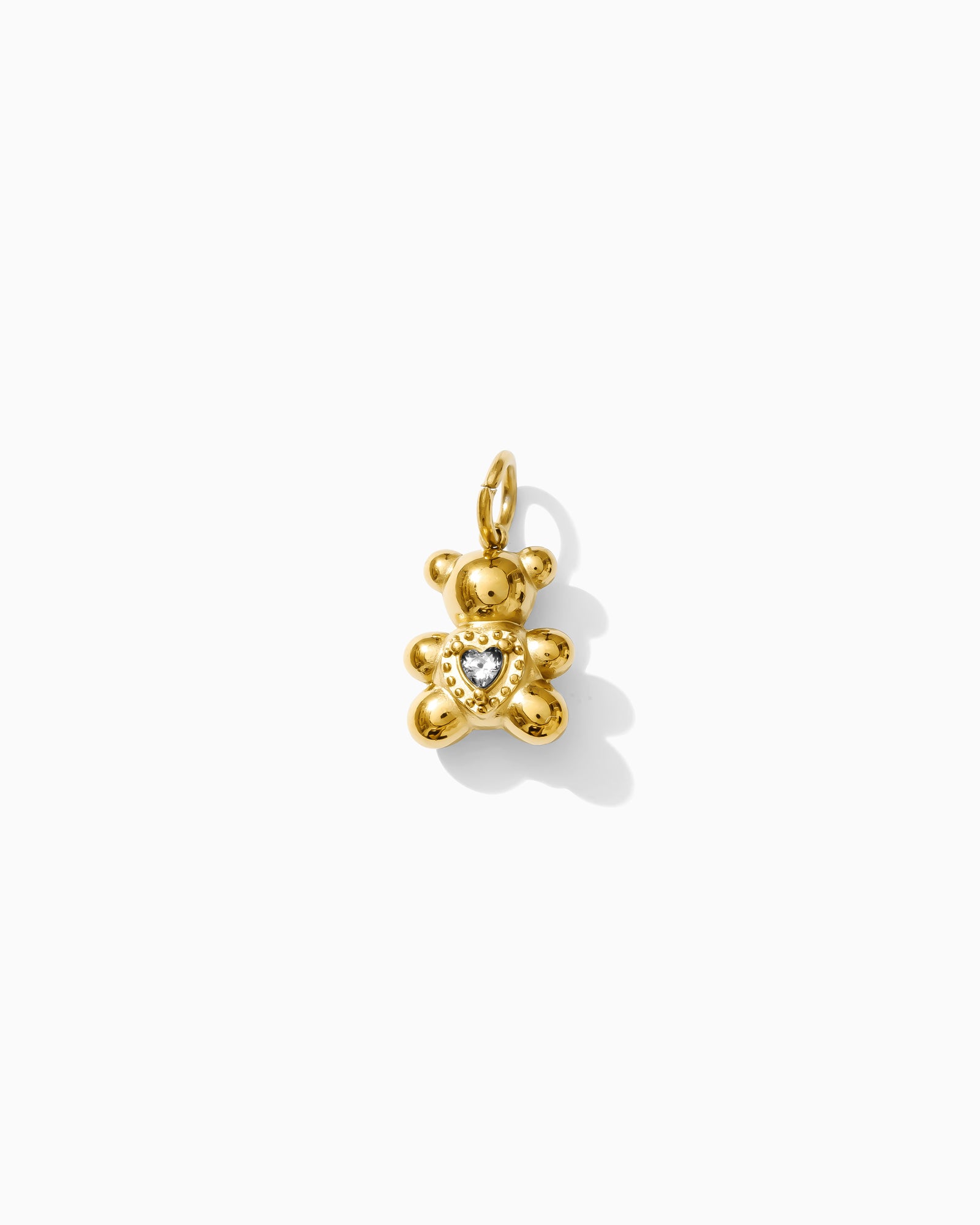 14mm Bear with CZ Heart PVD Charm, CH379