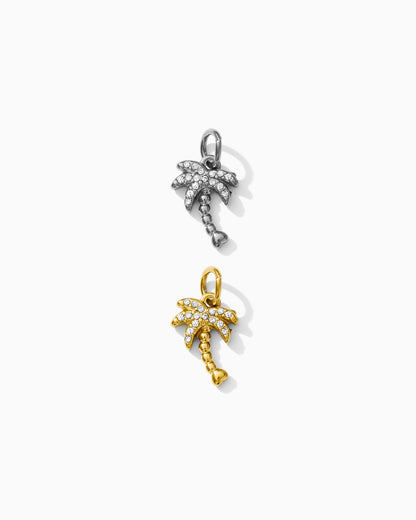 14mm Palm Tree PVD Charm w/ Cubic Zirconia, CH383
