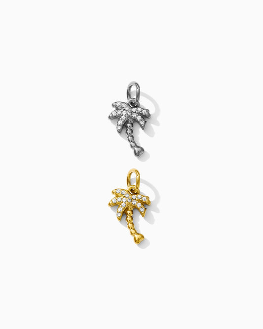 14mm Palm Tree PVD Charm with Cubic Zirconia, CH383