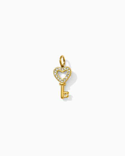 17mm Heart Key w/ CZ PVD Charm, CH388