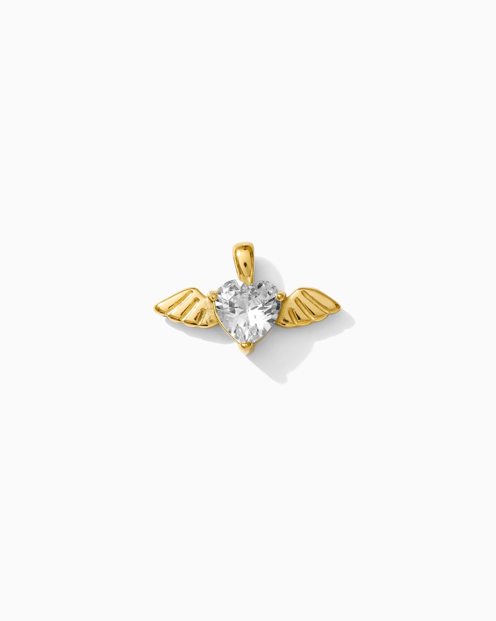 10mm Angel Wing w/ Heart Zircon PVD Charm, CH403