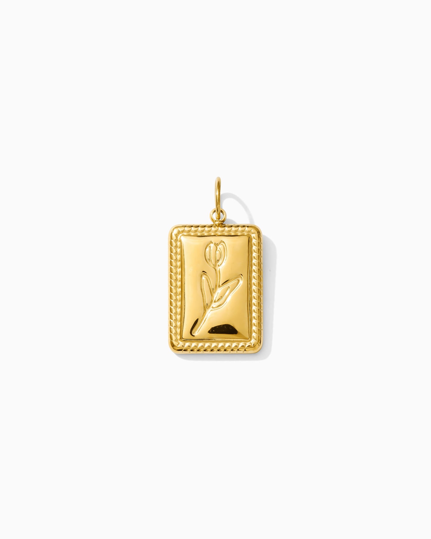 16mm Rectangle Flower PVD Charm, CH408
