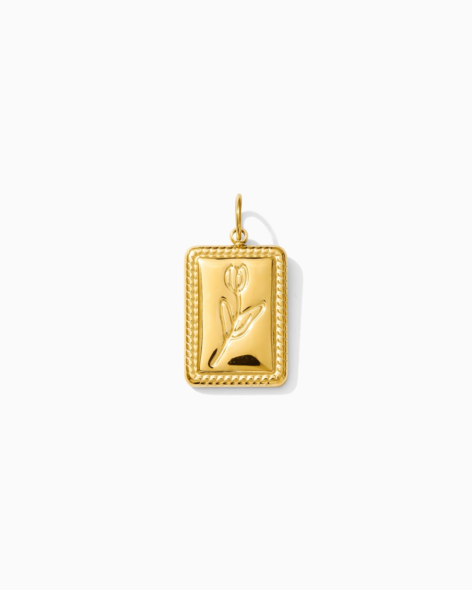 16mm Rectangle Flower PVD Charm, CH408