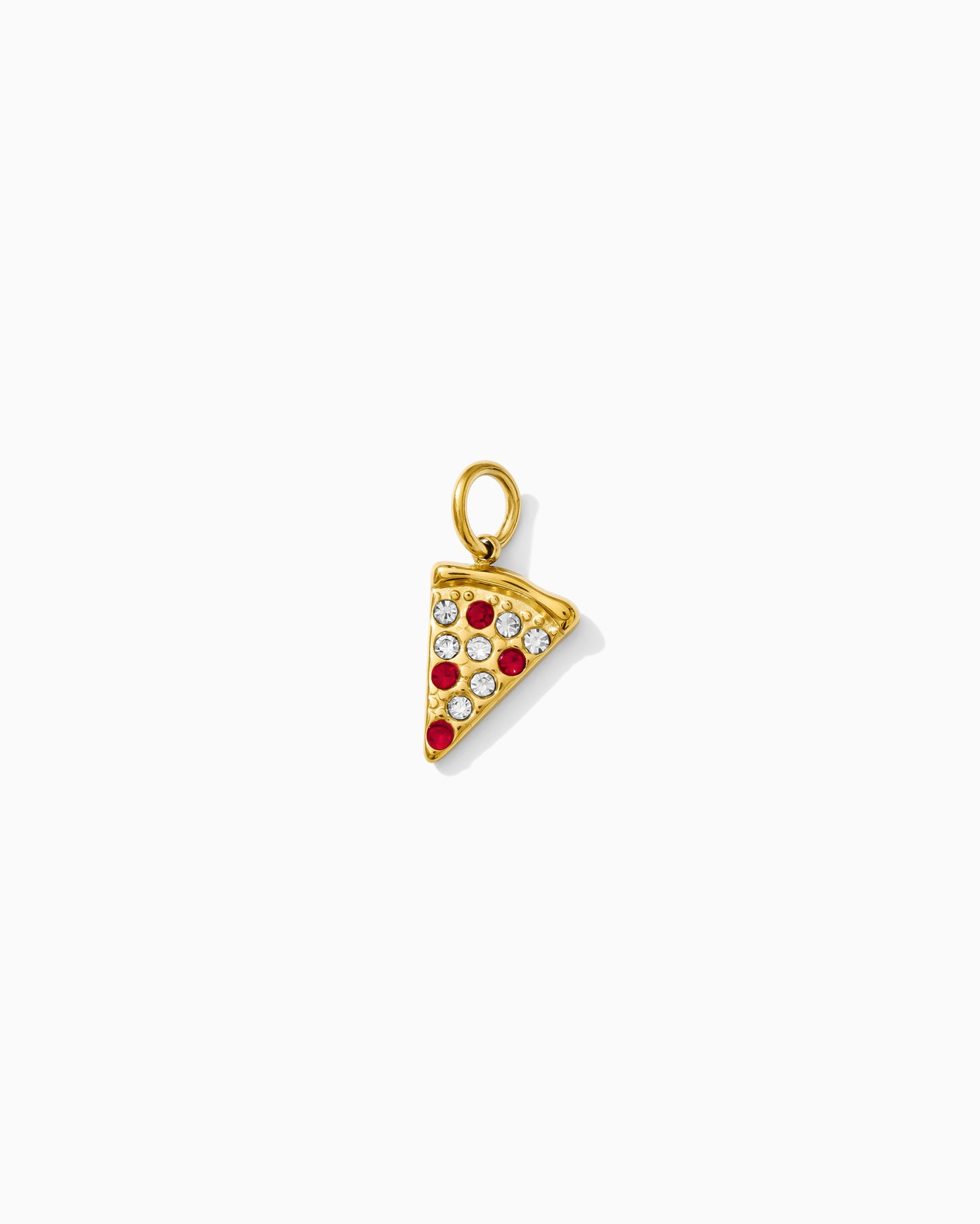 13mm Pizza PVD Charm with Zircon and Rhinestones, CH412