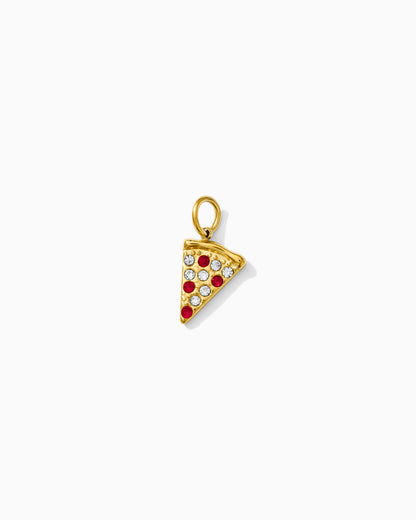 13mm Pizza PVD Charm with Zircon and Rhinestones, CH412