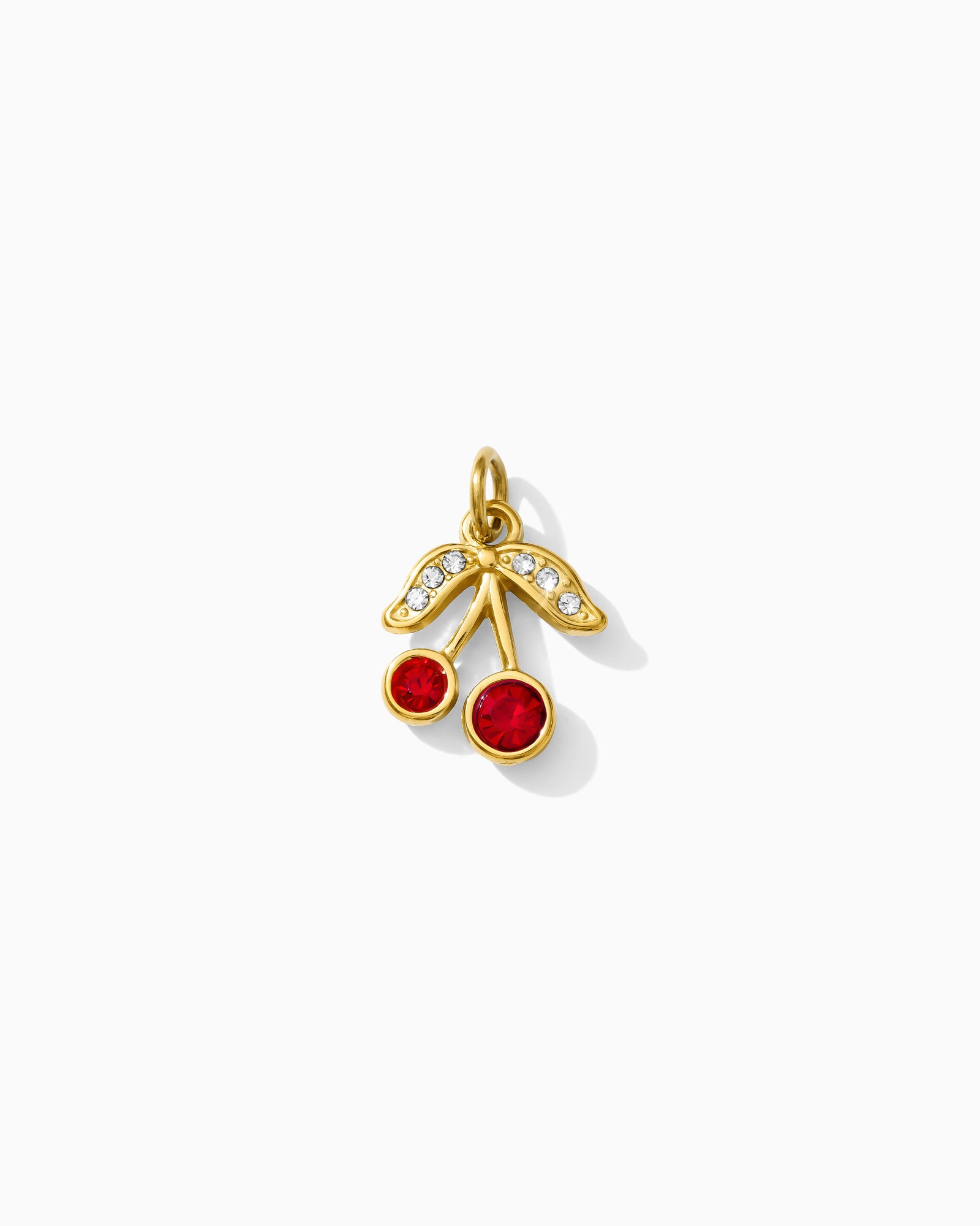 15mm Cherry PVD Charm with Red and White Rhinestones, CH416