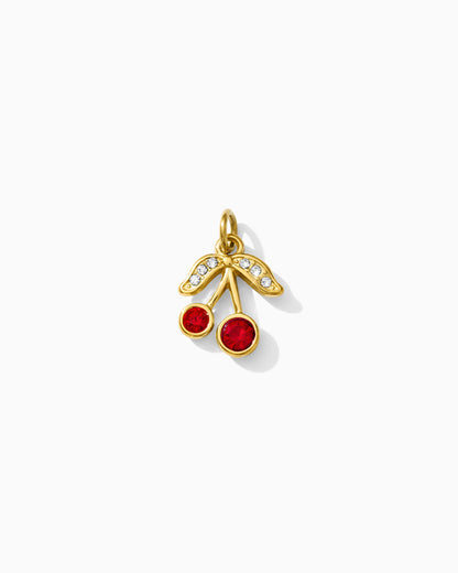 15mm Cherry PVD Charm with Red and White Rhinestones, CH416