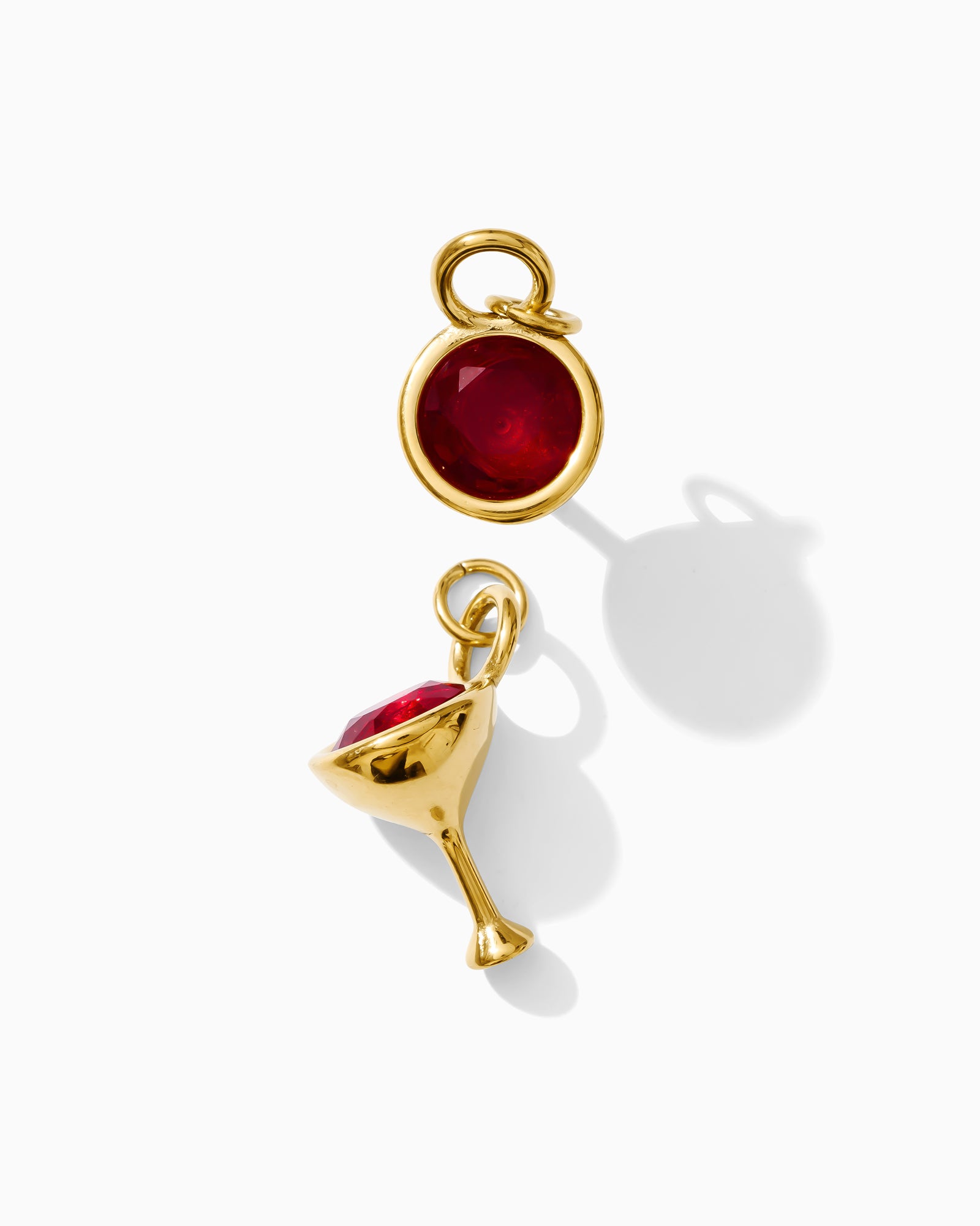 17mm Wine Glass PVD Charm with Red Rhinestone, CH417